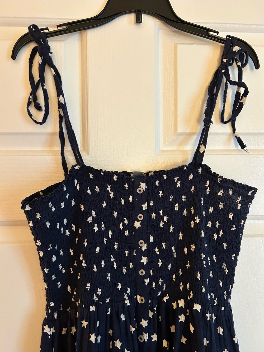 Aerie Navy Star Print Tie-Strap Sundress